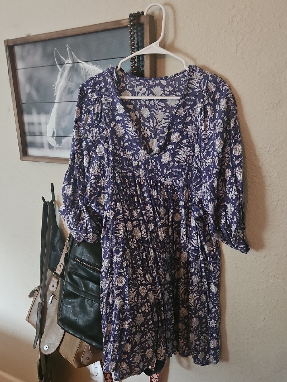 Floral V-Neck Smocked Mini Dress in Blue